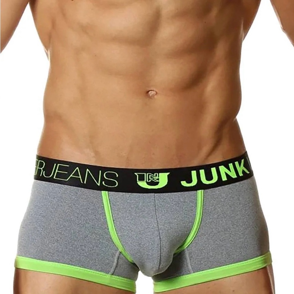 Junk Gray Boxer Briefs with Neon Green Trim